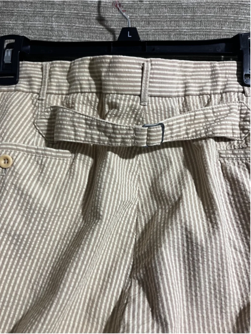 Vintage Polo Buckle Back Ralph Lauren Pants Men’s 38x30 Tan Seersucker Cotton